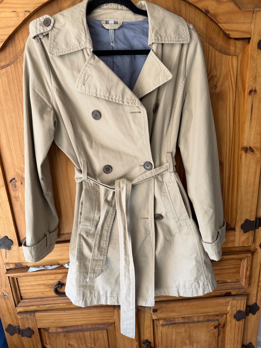 Old Navy Beige Double-Breasted Trench Coat with Belt